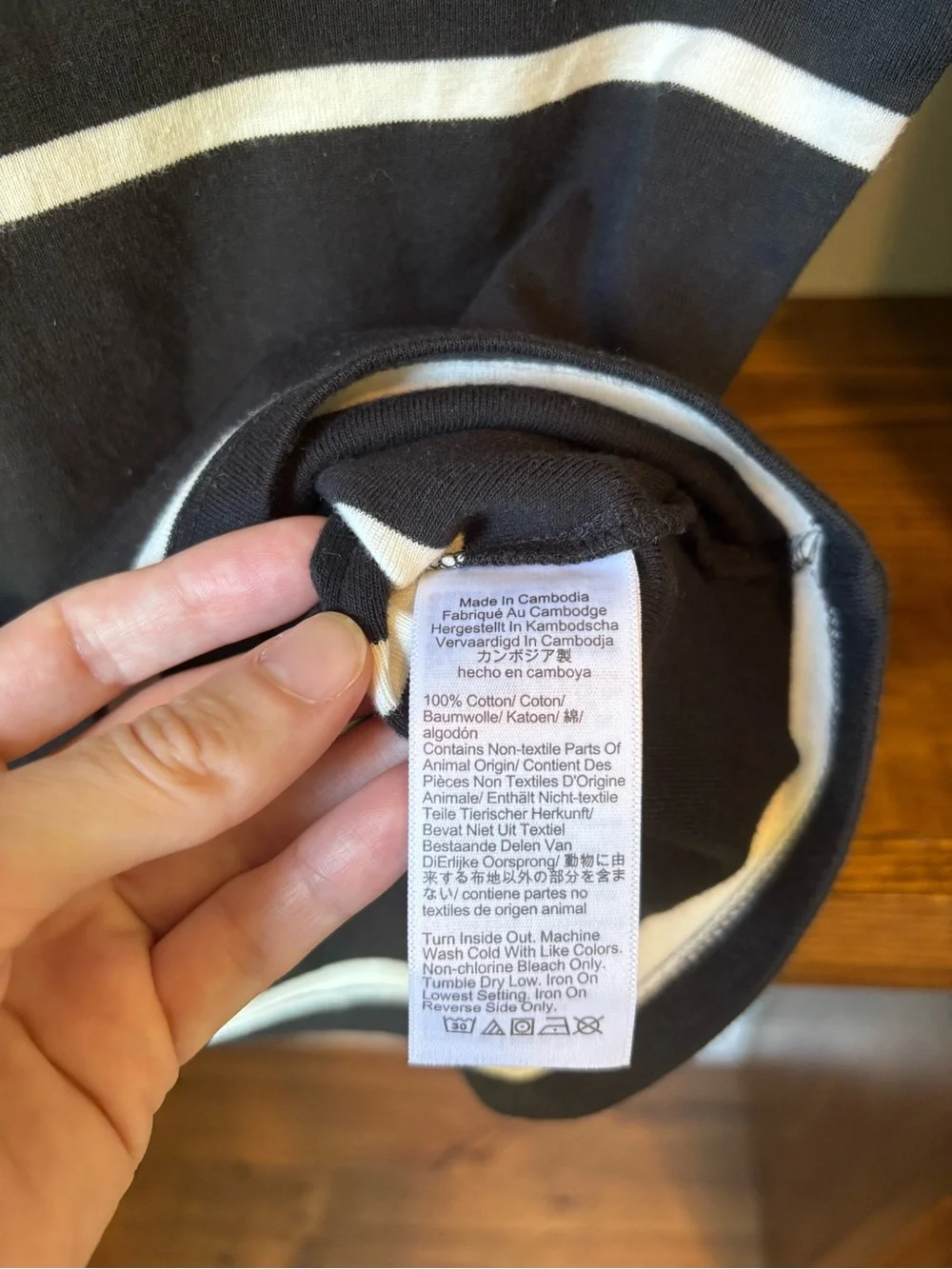 J. Crew Black and White Striped Polo Tee